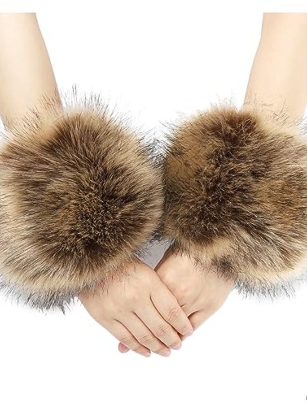 Faux Fur Wrist Cuffs Fluffy Wrist Warmers Adjustable Arm Warmers
